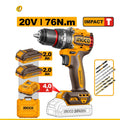 Taladro de Impacto Inalámbrico INGCO 20V 76Nm Brushless 2 Baterías UCIDLI207686