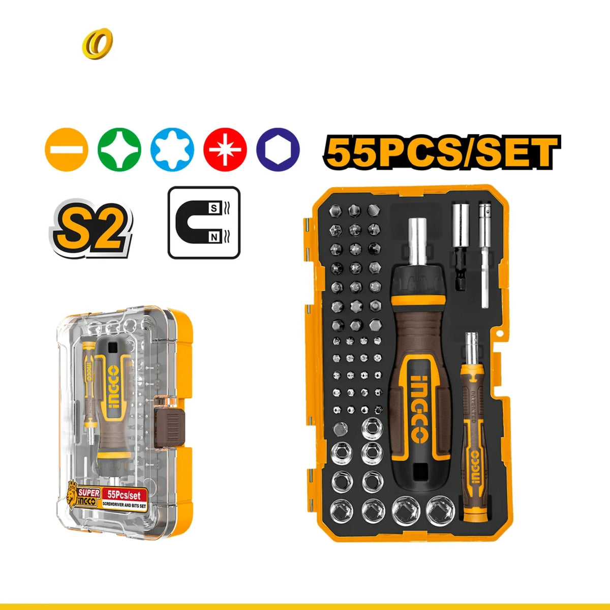 Set Destornillador INGCO 55 Piezas HKSDB0558