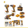 Combo 20V 1 Taladro De Impacto 1/2, Pulidora, Llave De Impacto, Rotomartillo, Lampara, Uckli20595