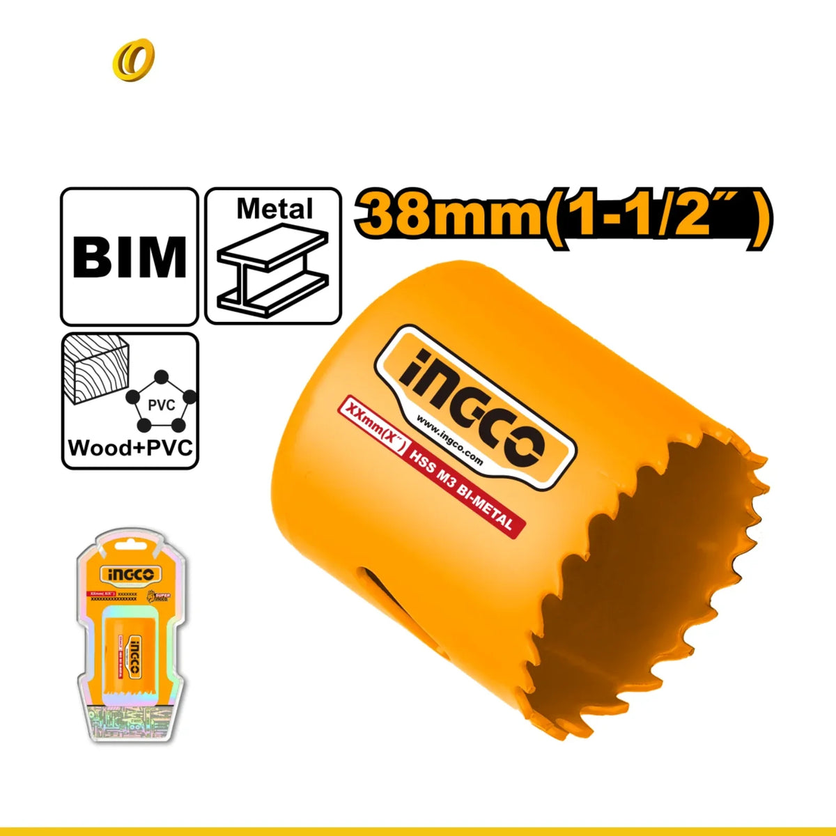 Sierra Copa Bimetálica de 38mm INGCO (HSB10381)